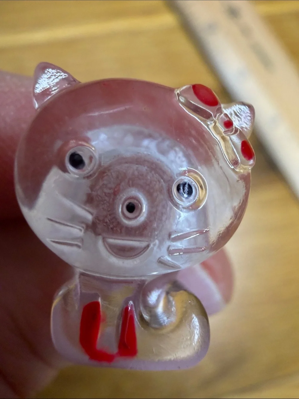 Vintage Hello Kitty Sanrio Clear Plastic Ponytail Holder Hair Tie Red Elastic